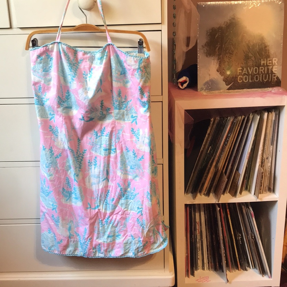 Rare Lilly Pulitzer Under The Sea Dress Vintage White Label Pink Blue HTF Grail